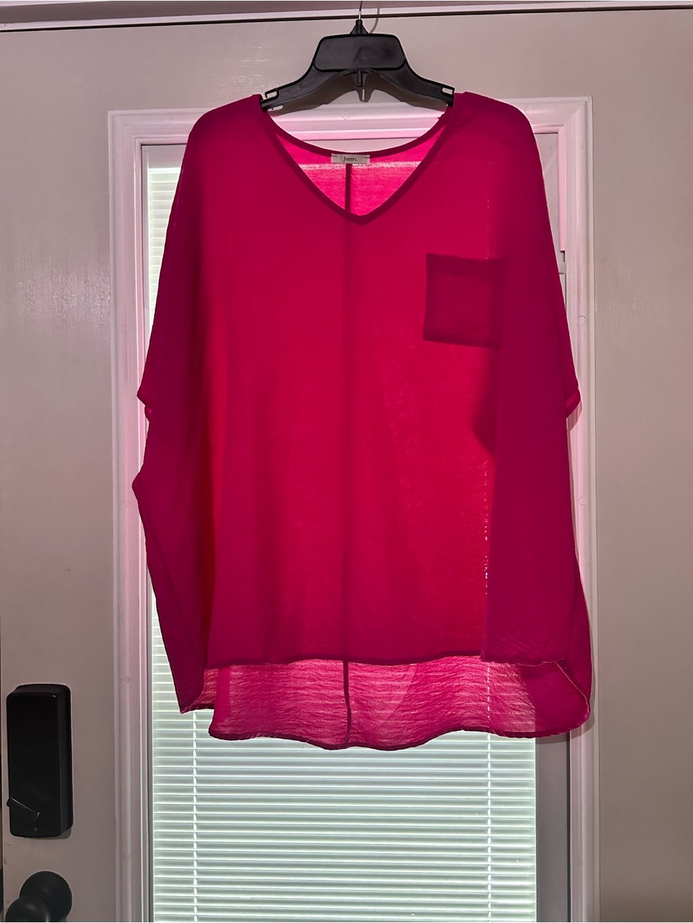 Bright Fuchsia V-Neck Blouse
